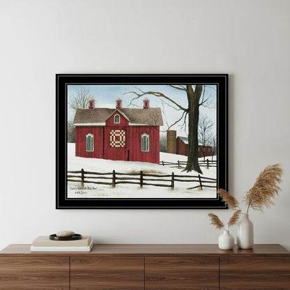 Lovers Knot Quilt Block Barn 4 Black Framed Print Wall Art