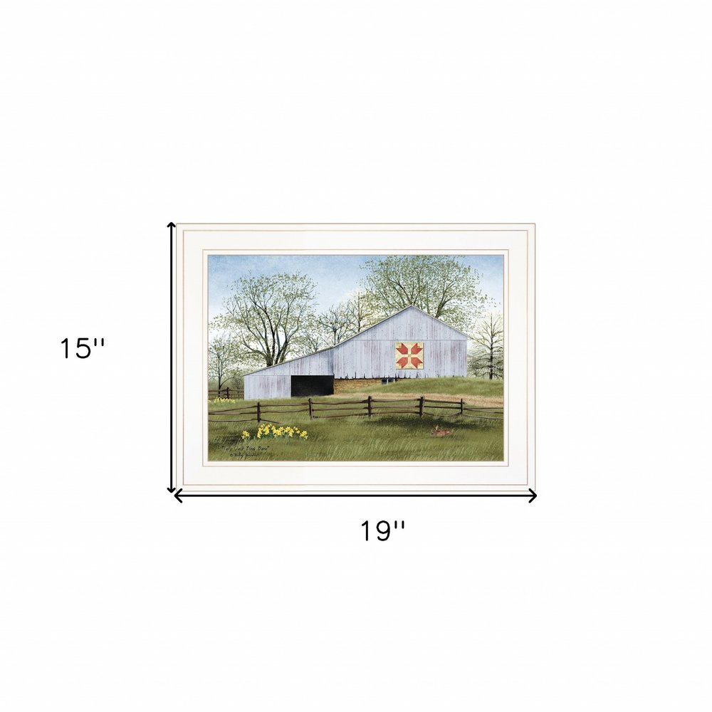 Tulip Quilt Block Barn 1 White Framed Print Wall Art — view 4