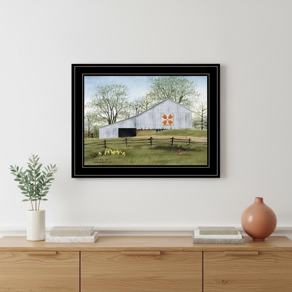 Tulip Quilt Block Barn 2 Black Framed Print Wall Art — view 5