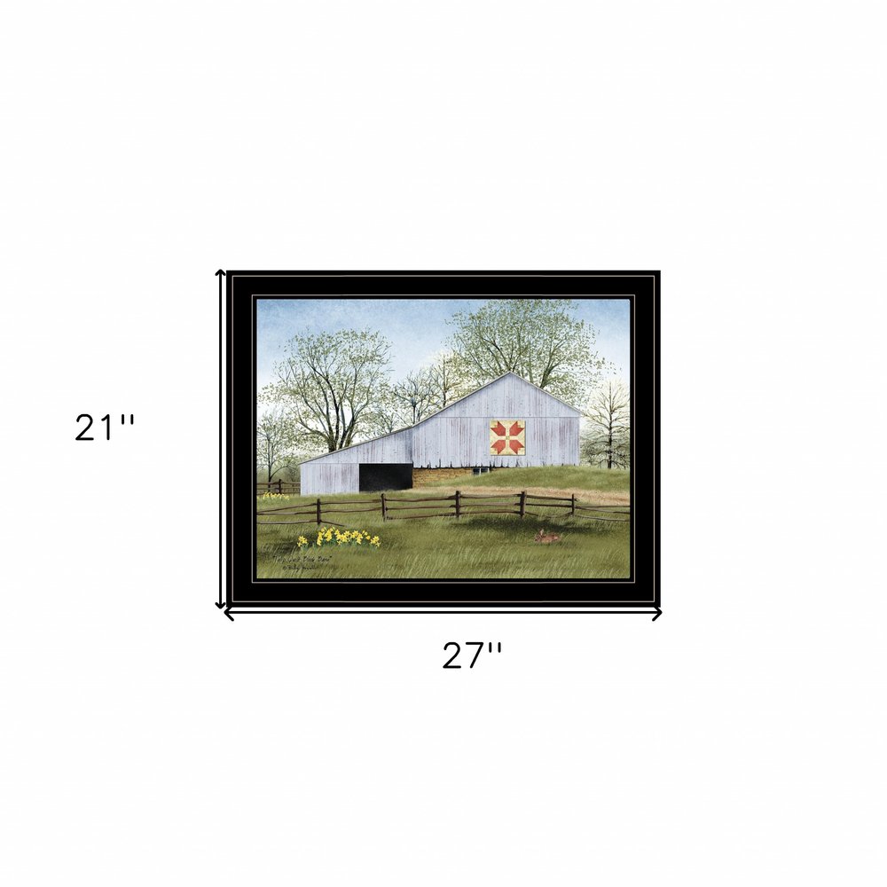 Tulip Quilt Block Barn 4 Black Framed Print Wall Art — view 3