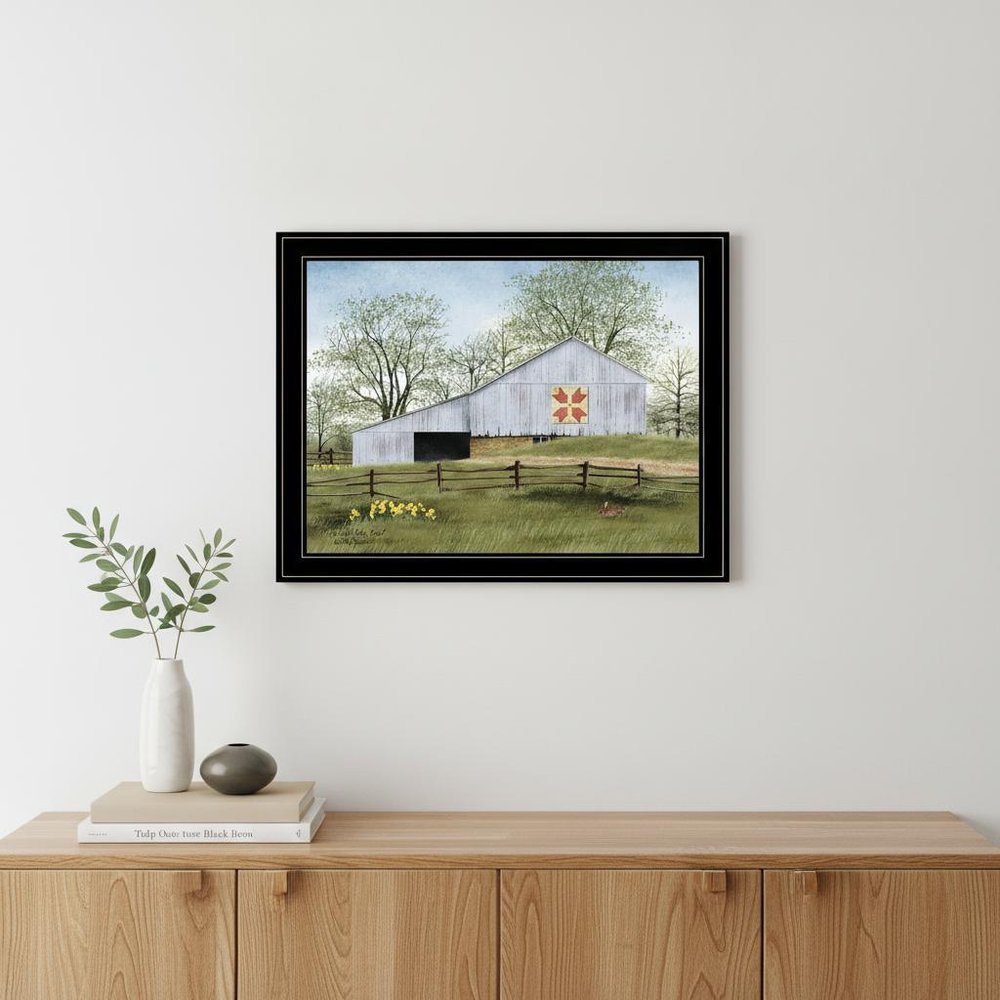 Tulip Quilt Block Barn 4 Black Framed Print Wall Art — view 4