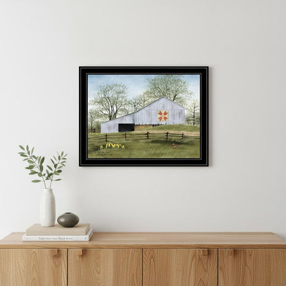 Tulip Quilt Block Barn 4 Black Framed Print Wall Art