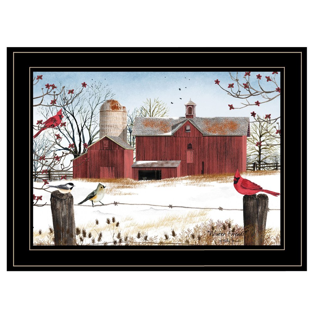 Winter Friends 3 Black Framed Print Wall Art — view 1