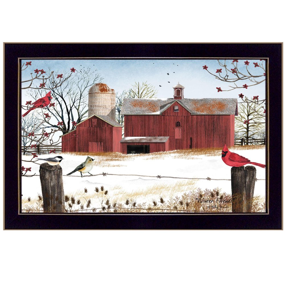 Winter Friends 2 Black Framed Print Wall Art — view 1