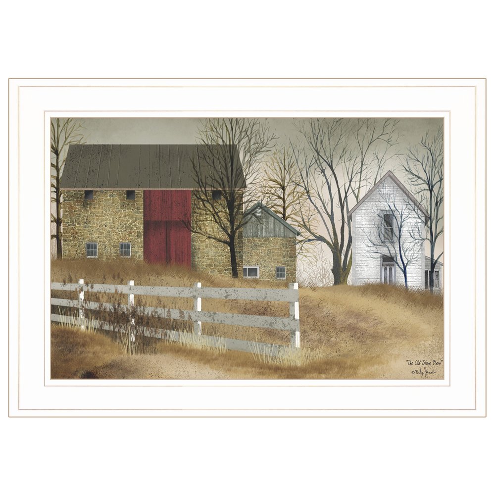 The Old Stone Barn 1 White Framed Print Wall Art — view 1