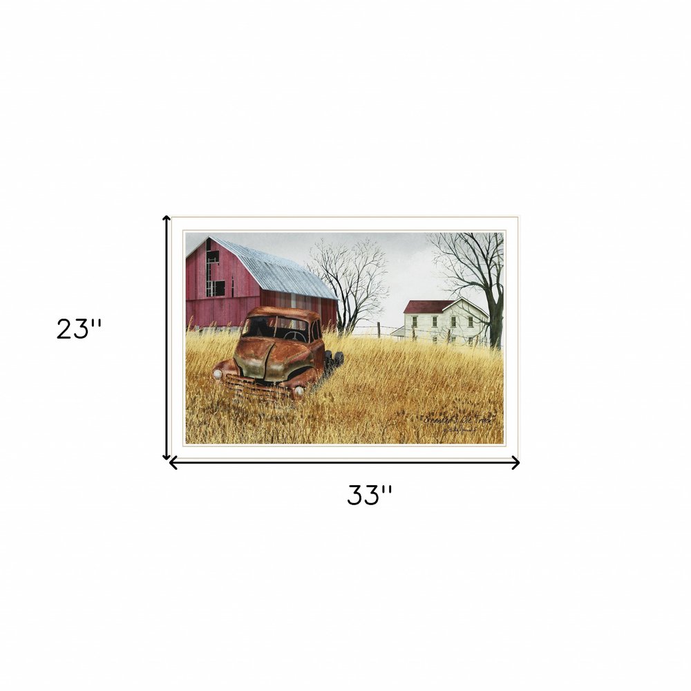 Granddads Old Truck 10 White Framed Print Wall Art — view 5