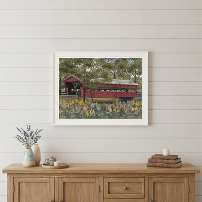 Pottersburg Bridge 4 White Framed Print Wall Art