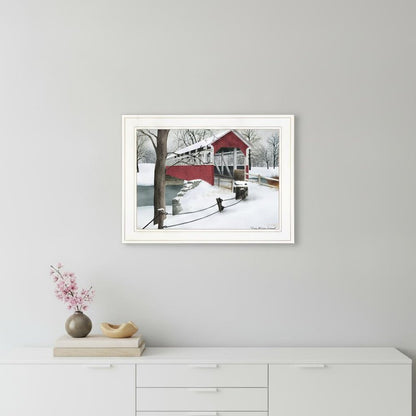 Crisp Winter Evening 1 White Framed Print Wall Art