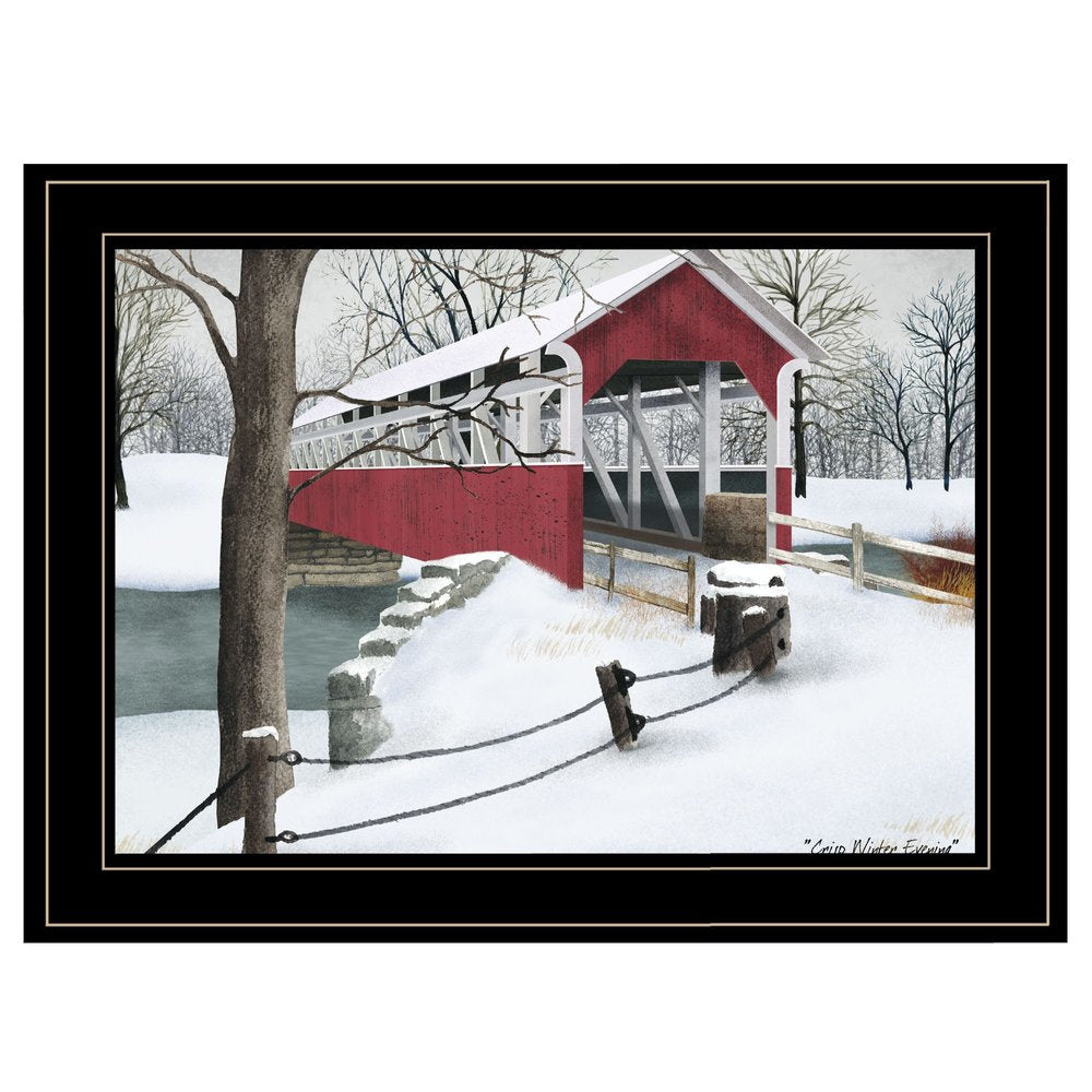 Crisp Winter Evening 2 Black Framed Print Wall Art — view 1
