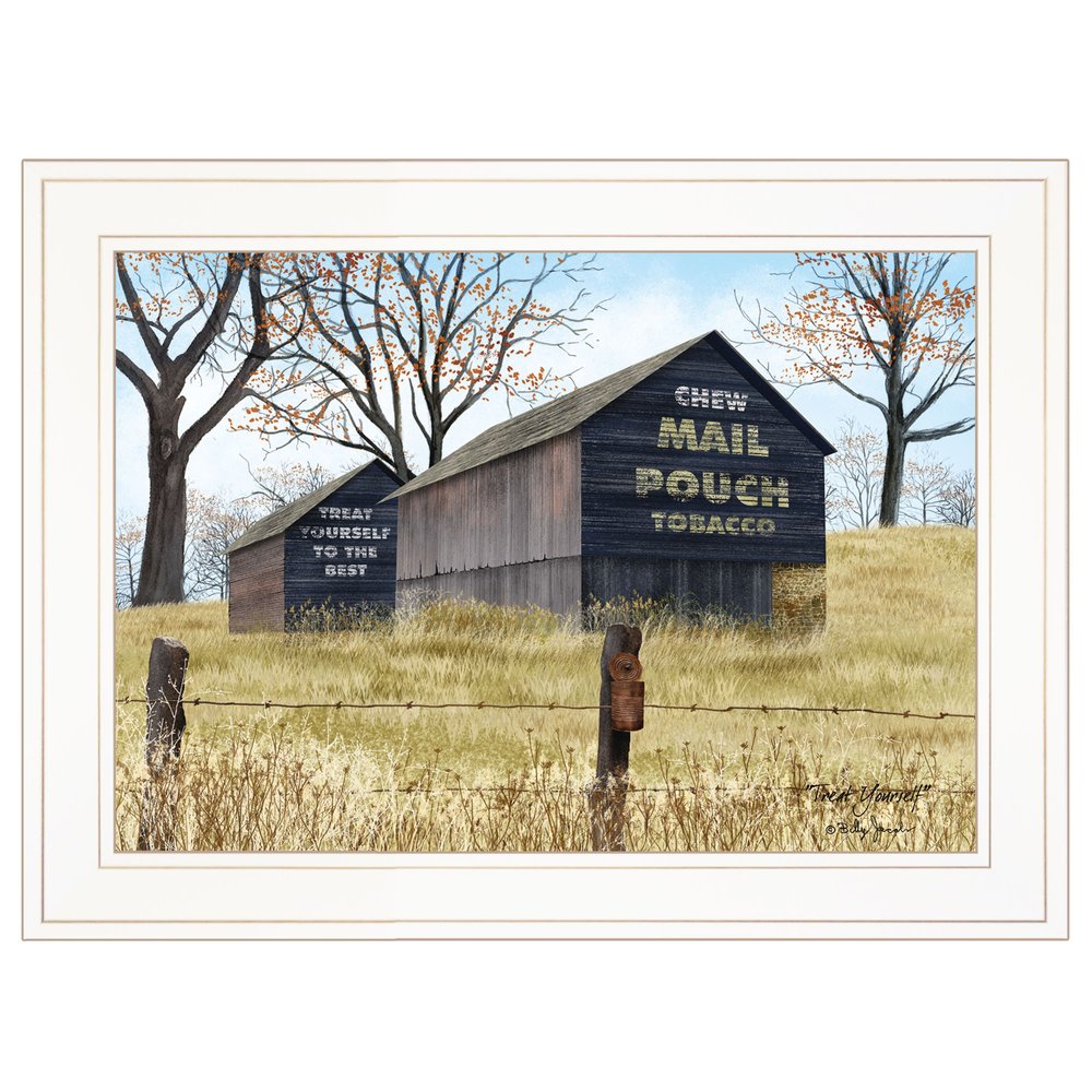 Treat Yourself Mail Pouch Barn 1 White Framed Print Wall Art — view 1