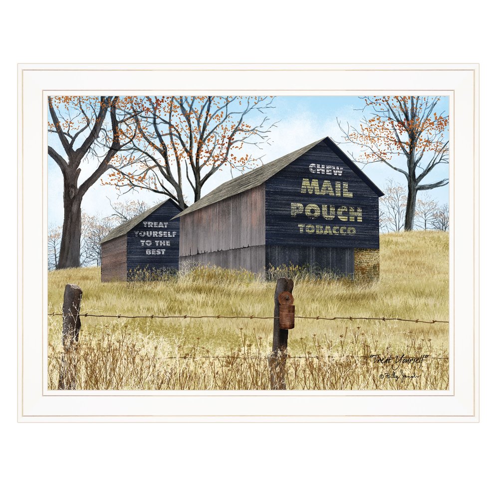Treat Yourself Mail Pouch Barn 3 White Framed Print Wall Art HomeRoots