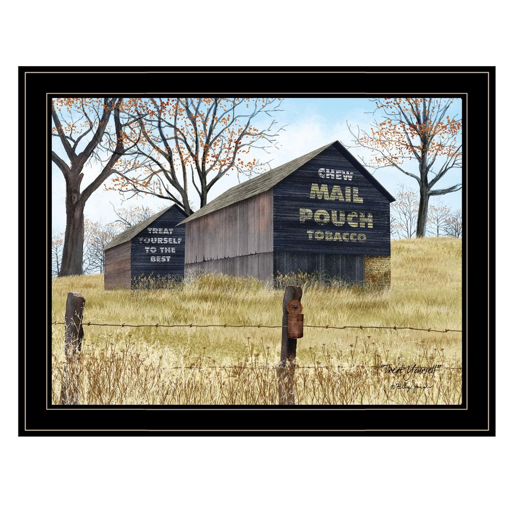 Treat Yourself Mail Pouch Barn 4 Black Framed Print Wall Art — view 1