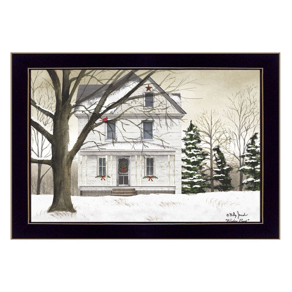 Winter Porch Black Framed Print Wall Art HomeRoots