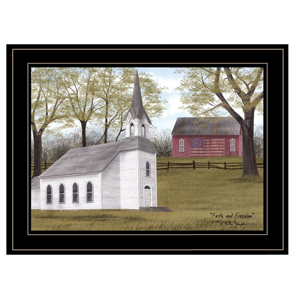 Faith and Freedom 3 Black Framed Print Wall Art HomeRoots