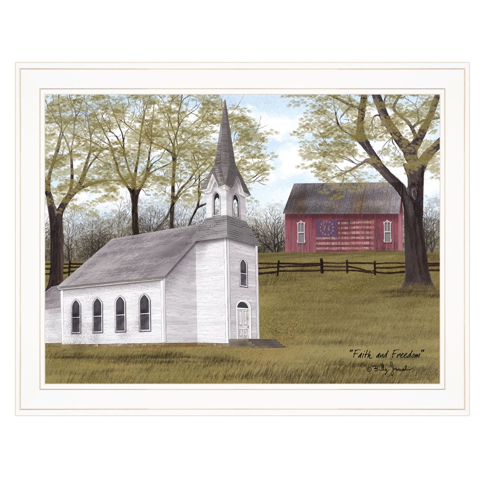 Faith and Freedom 4 White Framed Print Wall Art — view 3
