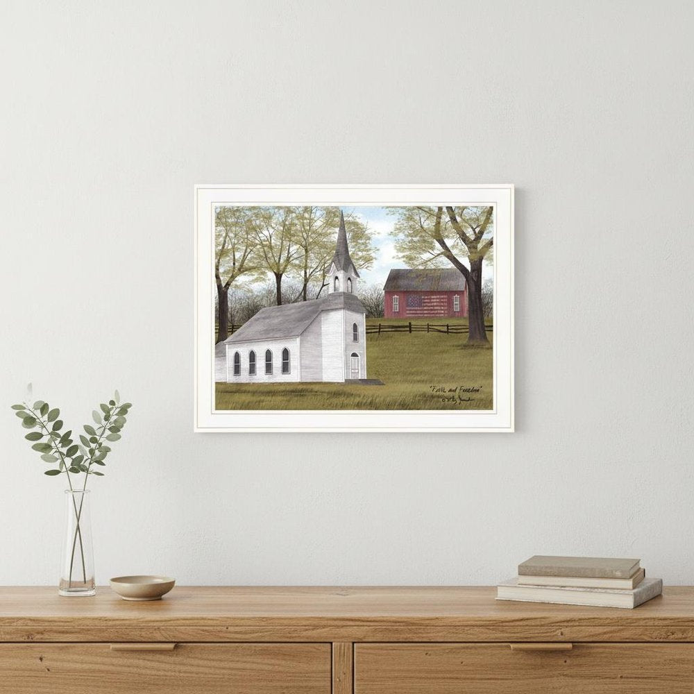 Faith and Freedom 4 White Framed Print Wall Art — view 6