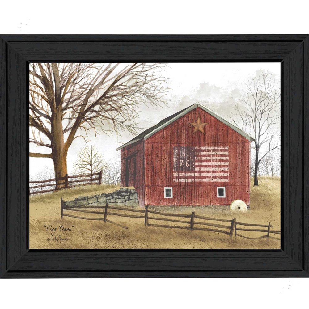 Flag Barn 4 Black Framed Print Wall Art — view 1