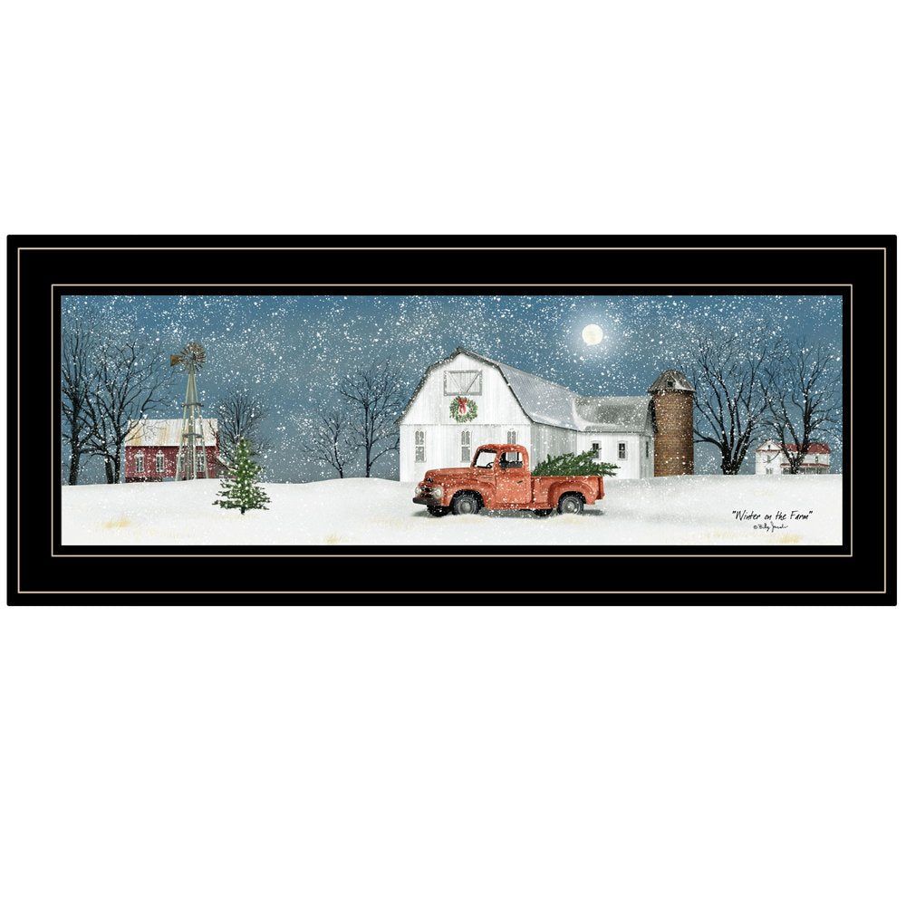 Winter on The Farm 2 Black Framed Print Wall Art — view 1