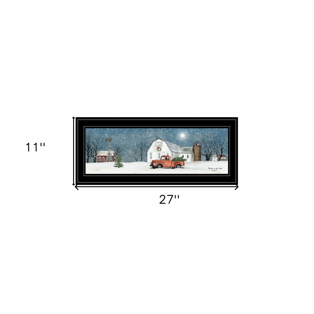 Winter on The Farm 2 Black Framed Print Wall Art — view 7