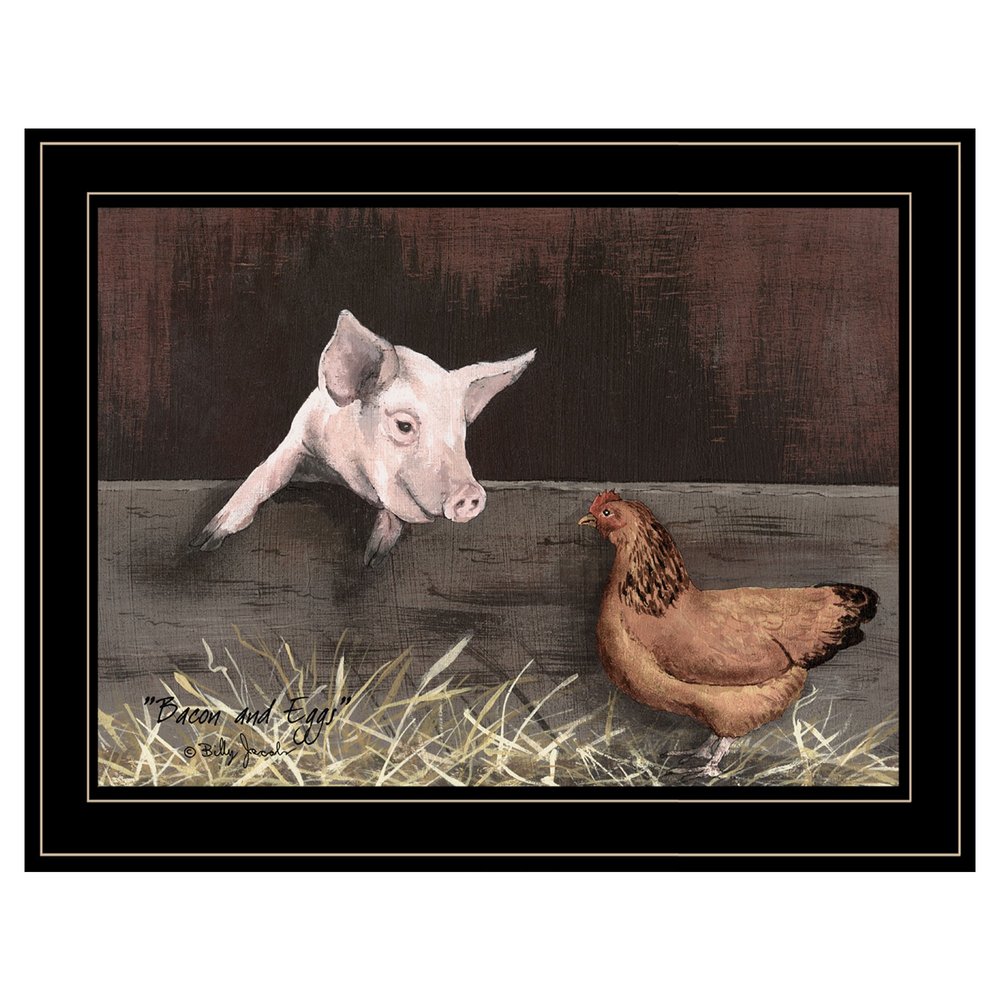 Bacon and Eggs 2 Black Framed Print Wall Art — view 1