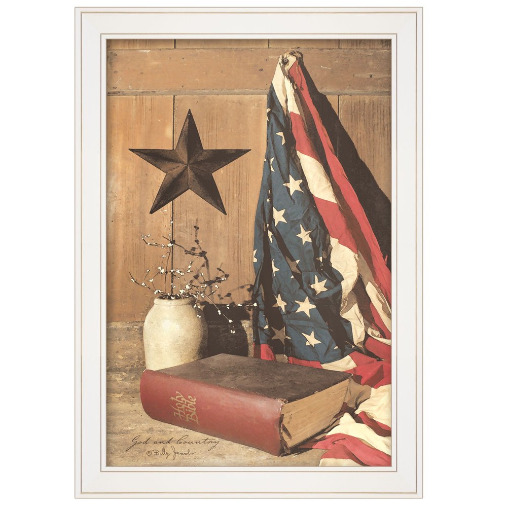 God and Country 4 White Framed Print Wall Art HomeRoots