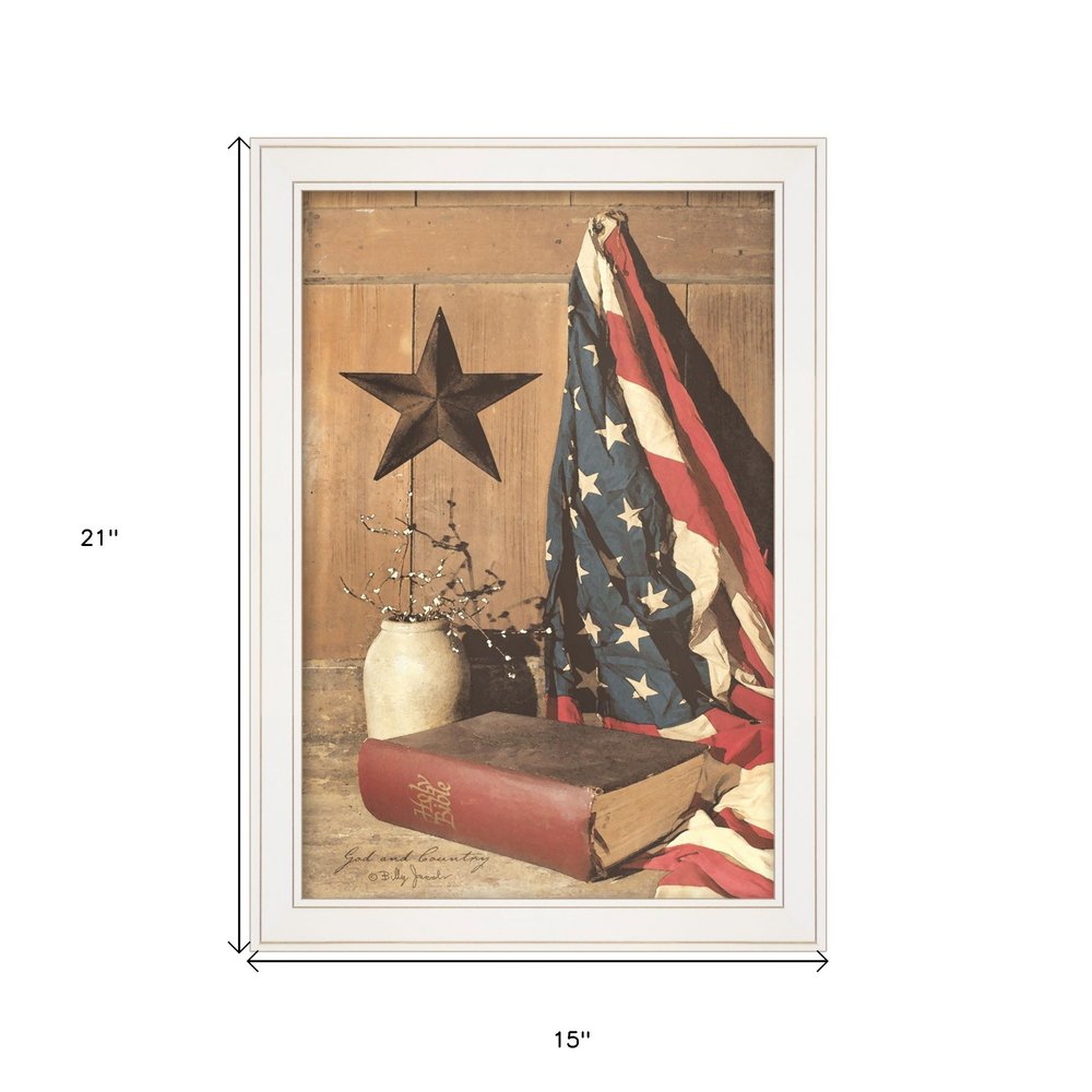 God and Country 4 White Framed Print Wall Art — view 3