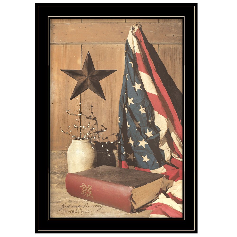 God and Country 6 Black Framed Print Wall Art — view 1