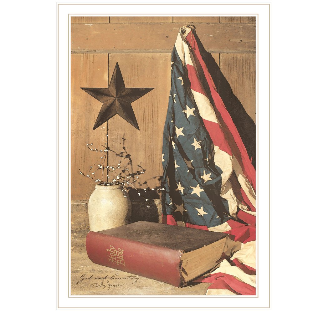 God and Country 7 White Framed Print Wall Art — view 2