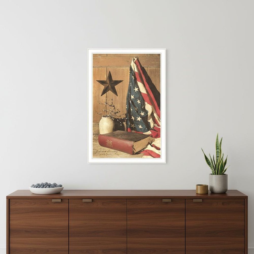 God and Country 7 White Framed Print Wall Art — view 1