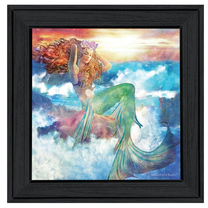 Sunset Mermaid 1 Black Framed Print Wall Art HomeRoots