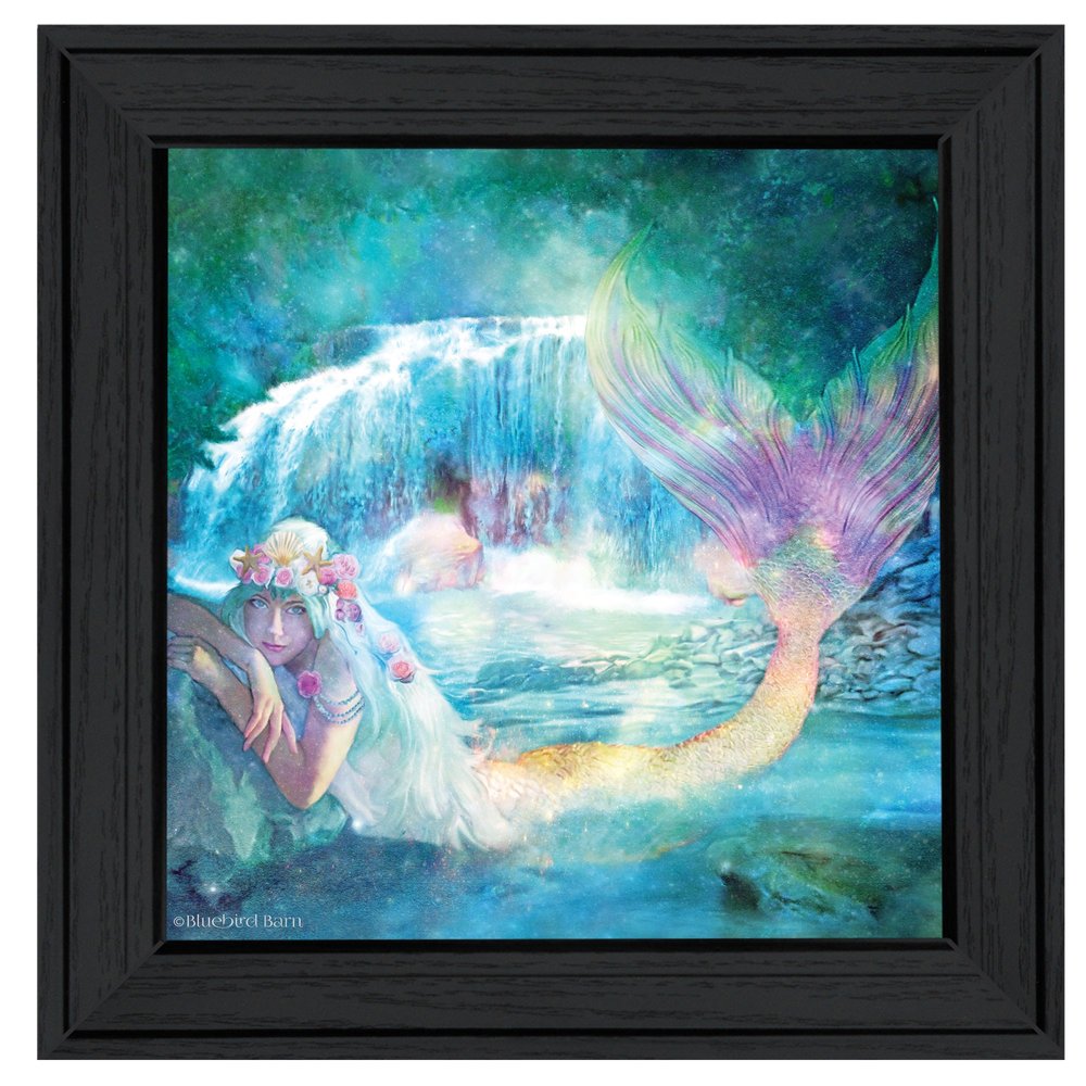 Woodland Cove Mermaid 1 Black Framed Print Wall Art — view 1