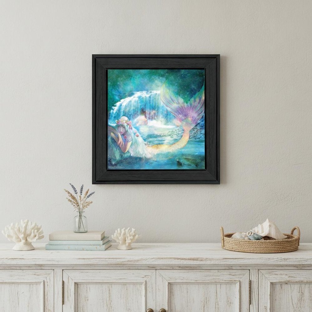 Woodland Cove Mermaid 1 Black Framed Print Wall Art — view 4