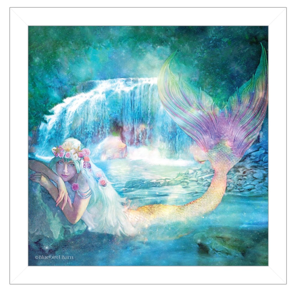 Woodland Cove Mermaid 2 White Framed Print Wall Art — view 1