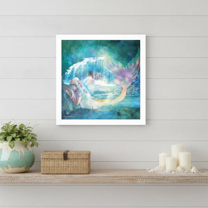 Woodland Cove Mermaid 2 White Framed Print Wall Art HomeRoots