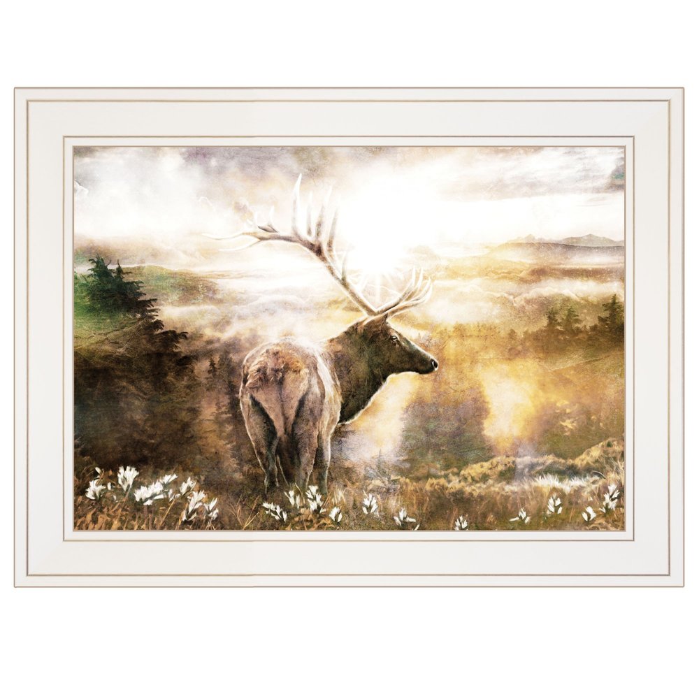 Heading Home Elk 1 White Framed Print Wall Art — view 1