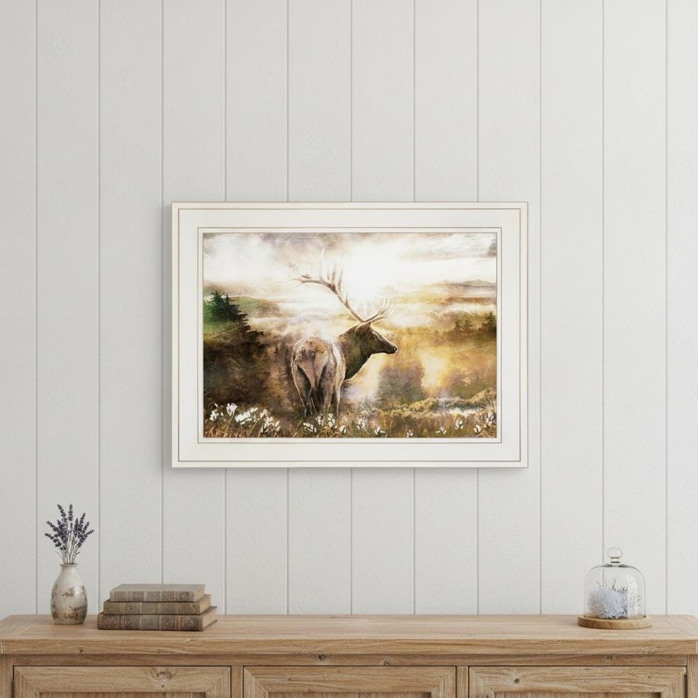 Heading Home Elk 1 White Framed Print Wall Art — view 5