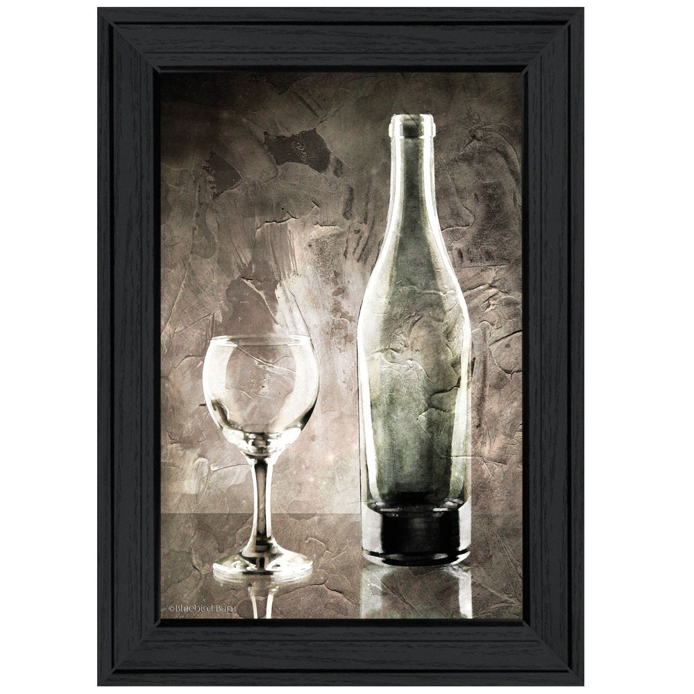 Moody Gray Wine Glass Still Life 2 Black Framed Print Wall Art — view 1