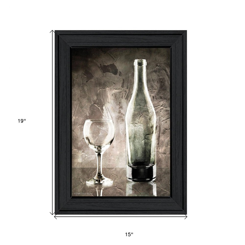 Moody Gray Wine Glass Still Life 2 Black Framed Print Wall Art — view 4