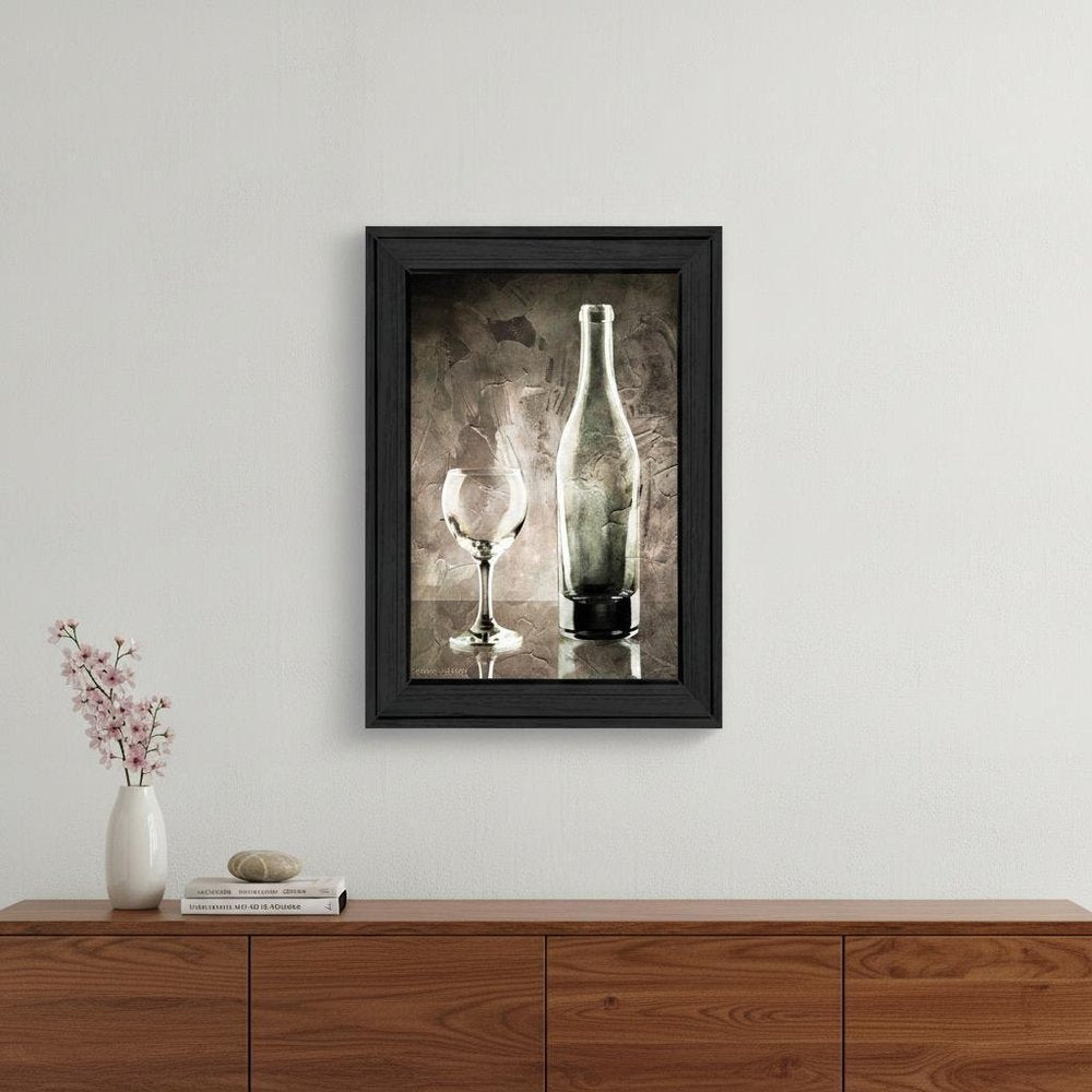 Moody Gray Wine Glass Still Life 2 Black Framed Print Wall Art — view 5