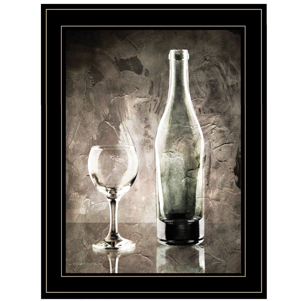 Moody Gray Wine Glass Still Life 3 Black Framed Print Wall Art — view 1