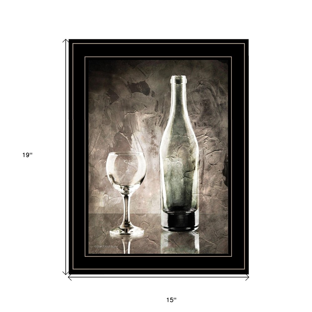 Moody Gray Wine Glass Still Life 3 Black Framed Print Wall Art — view 3