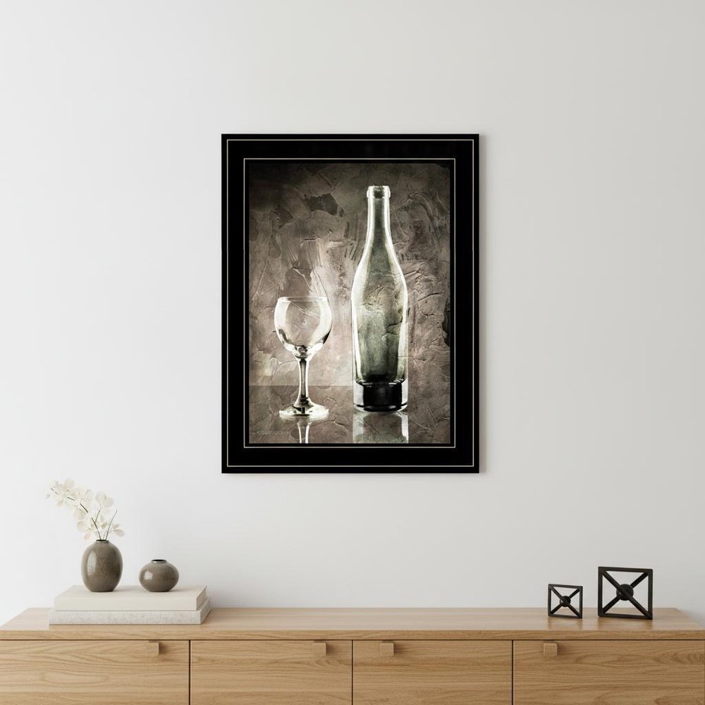 Moody Gray Wine Glass Still Life 3 Black Framed Print Wall Art HomeRoots