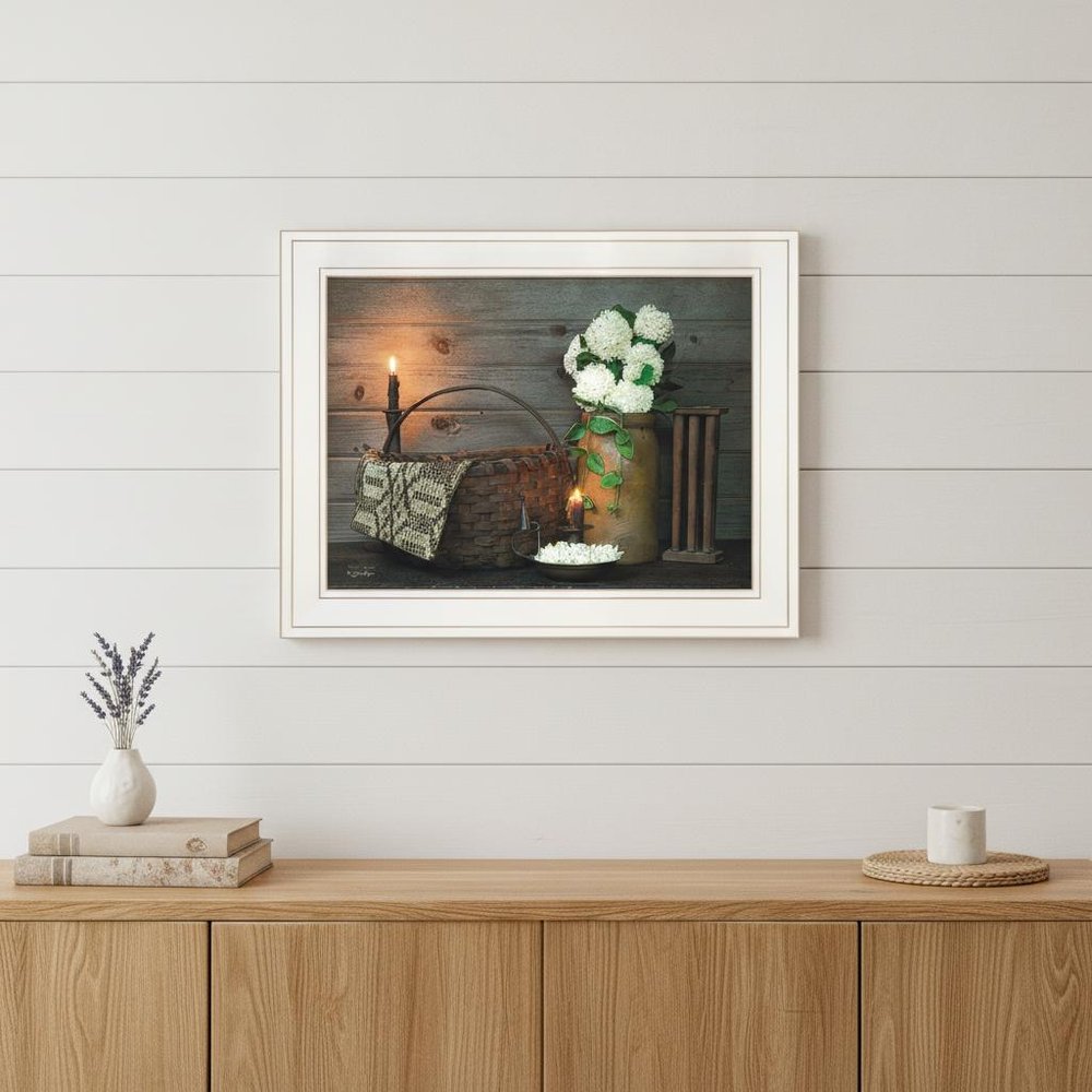 White Flowers 1 White Framed Print Wall Art — view 4
