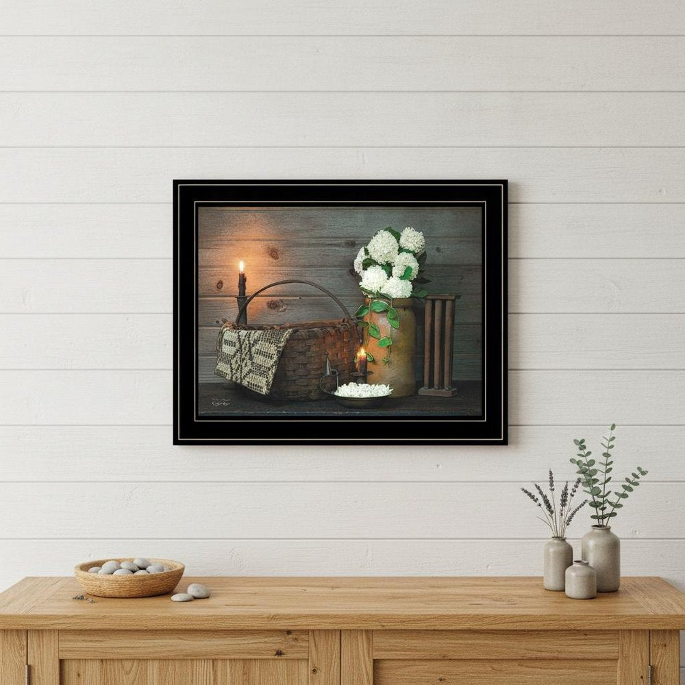 White Flowers 2 Black Framed Print Wall Art — view 6