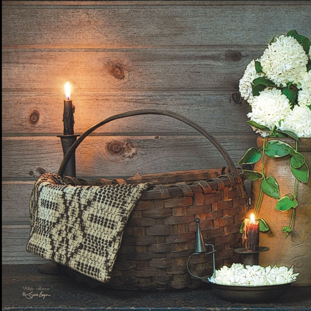 White Flowers 2 Black Framed Print Wall Art — view 4