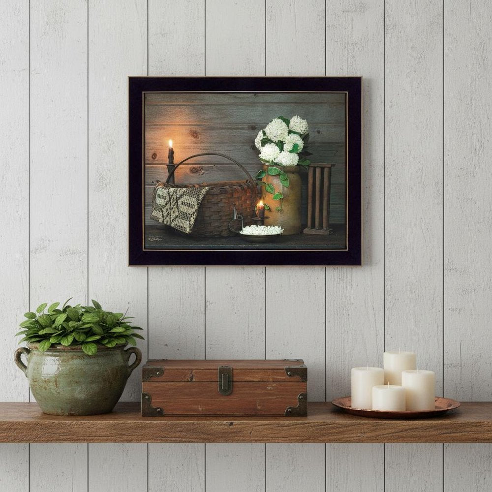 White Flowers 3 Black Framed Print Wall Art — view 4