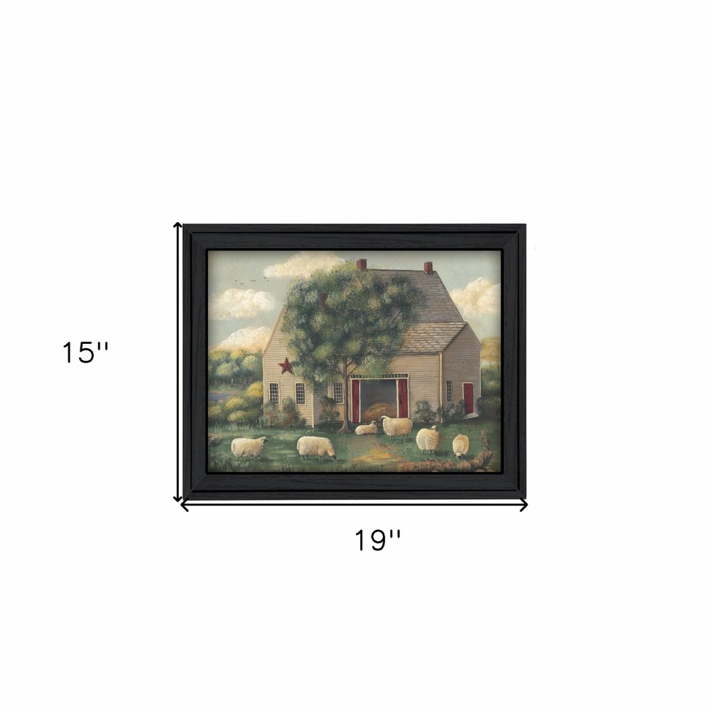 Wooly Sheep Black Framed Print Wall Art — view 3