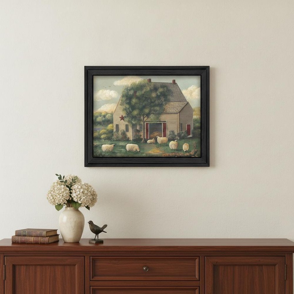Wooly Sheep Black Framed Print Wall Art — view 4