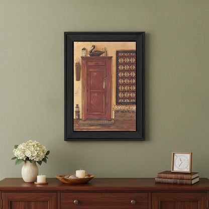 Old Red Pie Safe Black Framed Print Wall Art