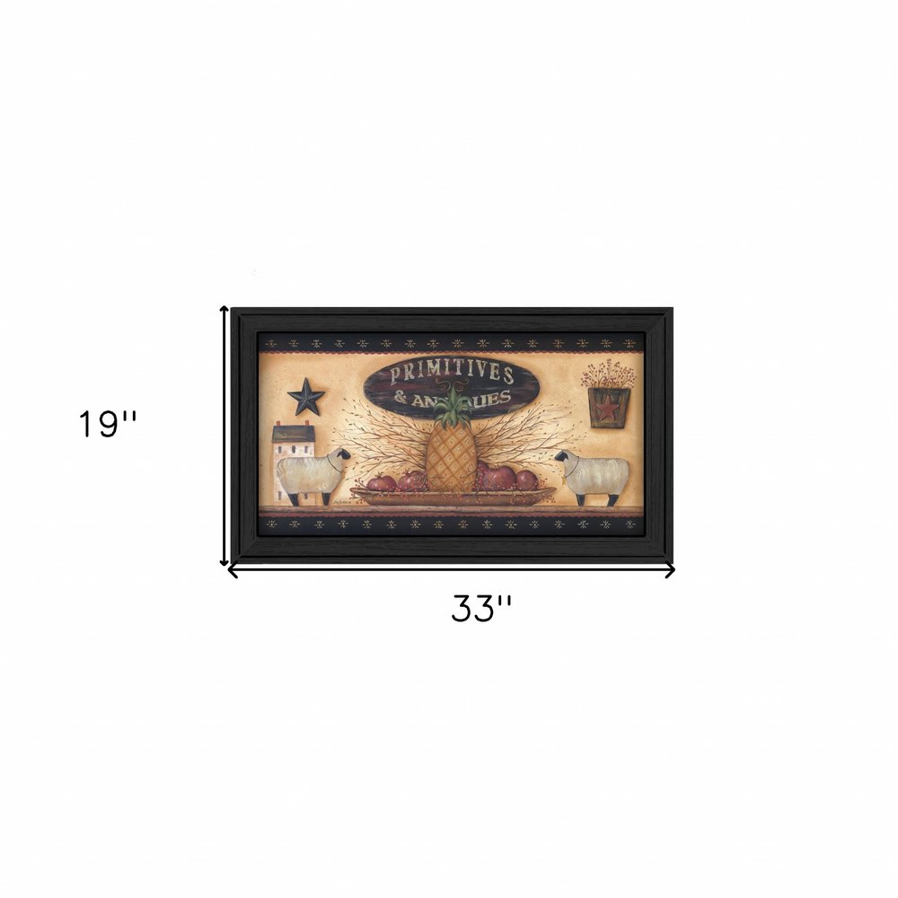 Primitive And Antiques Shelves Black Framed Print Wall Art — view 2